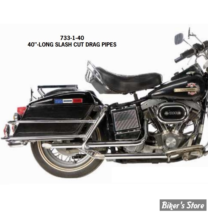 Echappement Shovelhead Staggered Dual Drag Pipes Mid Length