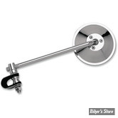 Ø GUIDON : 22MM / 7/8" OU 25,40MM / 1" - RETRO - CLAMP-ON STYLE STEEL MIRROR - EMGO - ROND - ACIER ESTAMPILLÉ - CHROME - 20-06808