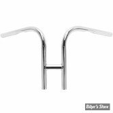 GUIDON  RABBIT EARS - LOWBROW CUSTOMS - 1" RABBIT HANDLEBAR - HAUTEUR  : 11" - AVEC EMPREINTES - CHROME 