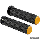 - POIGNEES - ARLEN NESS -  TIRAGE ELECTRONIQUE - DIAMOND GRIPS - CAOUTCHOUC : NOIR / EMBOUTS : GOLD - 500-016