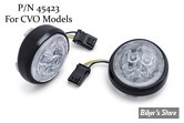 AV - 2 FONCTIONS  - CONNECTEUR JAE / DOUBLE FILAMENTS / BULLET - INSERTS DE CLIGNOTANTS AVANT - CIRO 3D - FANG ® WHITE HALO FRONT SIGNAL LIGHT INSERTS WITH BEZEL - CORPS : NOIR / CABOCHON : CLAIR - 45423