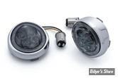 AV - 2 FONCTIONS - 1157 / DOUBLE FILAMENT - CIRO 3D - FANG ® WHITE HALO FRONT SIGNAL LIGHT INSERTS WITH BEZEL - CORPS : CHROME / CABOCHON : FUMÉ - 45600