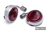  AR - 2 FONCTIONS - 1157 / DOUBLE FILAMENT INSERTS DE CLIGNOTANTS - CIRO 3D - FANG ® REAR SIGNAL LIGHT INSERTS WITH BEZEL - CORPS : CHROME / CABOCHON : ROUGE - 45700