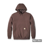 - SWEAT SHIRT A CAPUCHE - CARHARTT - Sleeve Logo Hooded Sweatshirt - Mocha Heather - TAILLE S