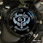  CACHE ALLUMAGE - INDIAN LARRY 5-HOLE POINT COVER - TWINCAM 99/17 - LOGO - ALU / NOIR BRILLANT