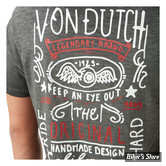 -TEE-SHIRT - VON DUTCH - V-NECK T-SHIRT - GRIS FONCE - TAILLE M