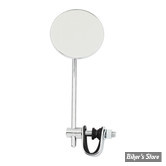 Ø GUIDON : 25,40MM / 1" -  RETROVISEUR - CLAMP-ON STYLE STEEL MIRROR - ROND - DIAMÈTRE : 76MM /  3" - CHROME