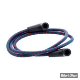 Ø  7.0MM - FILS DE BOUGIES UNIVERSEL - MCS - RETRO - BLEU / MARQUAGES ROUGE - COPPER / POUR ALLUMAGE A RUPTEURS