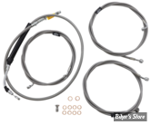 + 15" / +17" - KIT CABLES ET DURITE DE FREIN DE GUIDON RALLONGES - TOURING FLHT/FLHR 21/23 ABS - LA CHOPPERS - STANDARD - INOX - LA-8056KT-16