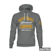 SWEAT SHIRT A CAPUCHE - WEST COAST CHOPPERS - WCC - Handmade choppers hoodie - COULEUR : GRIS / GREY MELANGE - TAILLE : M