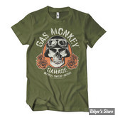 - TEE-SHIRT -  GAS MONKEY - Garage Skull t-shirt - OLIVE - TAILLE S