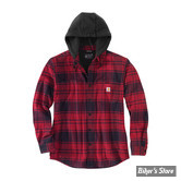 - CHEMISE MANCHES LONGUES A CAPUCHE - CARHARTT - Flannel hooded shirt - OXBLOOD - TAILLE XXL