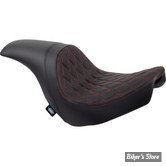 SELLE DUO - SOFTAIL FXLR / FLSB 18UP - DRAG SPECIALTIES - PREDATOR - NOIR - DOUBLE DIAMOND / COUTURES : ROUGE