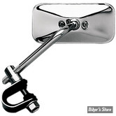 Ø GUIDON : 22MM / 7/8" OU 25,40MM / 1" - RETRO - CLAMP-ON STYLE STEEL MIRROR - EMGO - RECTANGLE - ACIER ESTAMPILLÉ - CHROME - 20-34812