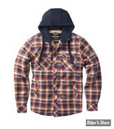 -VESTE - WCC - Sherpa Lined Flannel Jacket - Brown / Orange - TAILLE S