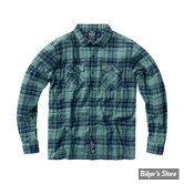 -CHEMISE MANCHES LONGUES - WCC - Rigid Flannel shirt - GREEN NAVY - TAILLE XXL