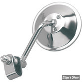 Ø GUIDON : 22MM / 7/8" OU 25,40MM / 1" - RETRO - CLAMP-ON STYLE STEEL MIRROR - EMGO - ROND - ACIER ESTAMPILLÉ - CHROME - 20-06804