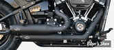  ECHAPPEMENT MCJ REGLABLE - SOFTAIL MILWAUKEE EIGHT FLFBS / FLHC/S / FLSB / FLSL / FXBF/S / FXRST / FLI / FXST - 2 en 2 ROYAL 90 BIG SHORT - FINITION : NOIR - PARES CHALEUR : HOLSHOTS