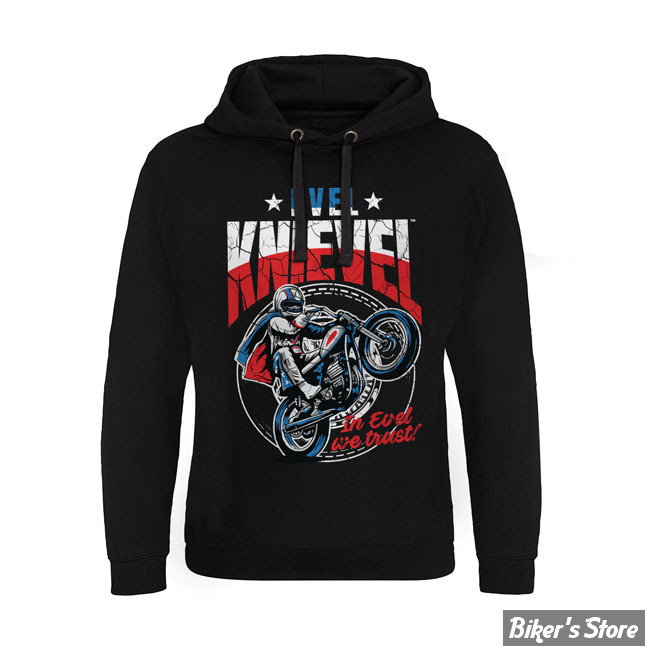 - SWEAT SHIRT A CAPUCHE - EVEL KNIEVEL - Wheelie Epic hoodie - BLACK - TAILLE M