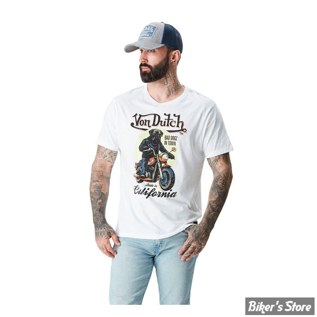 -TEE-SHIRT - VON DUTCH - DOGZ T-SHIRT - BLANC - TAILLE M