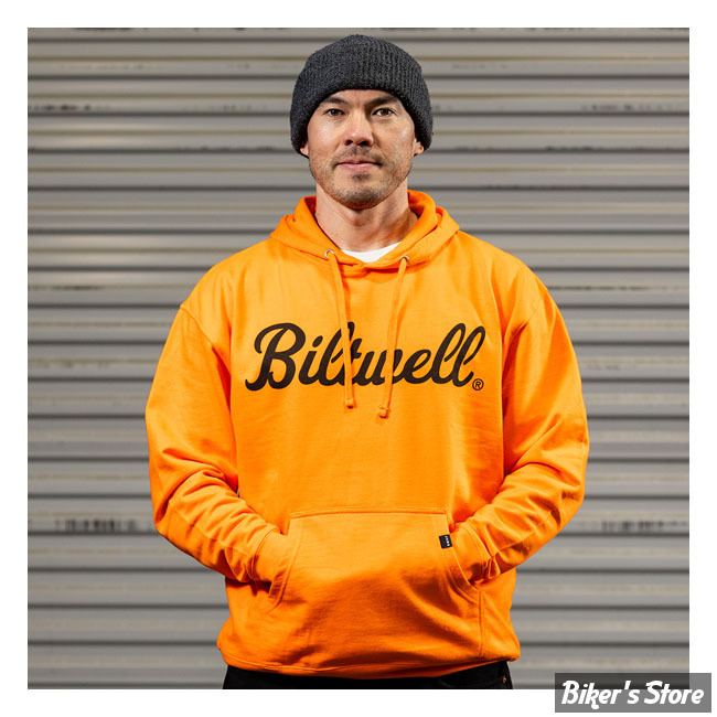 -SWEAT SHIRT A CAPUCHE - BILTWELL - Script pullover hoodie hi-vis - COULEUR : ORANGE - TAILLE : M