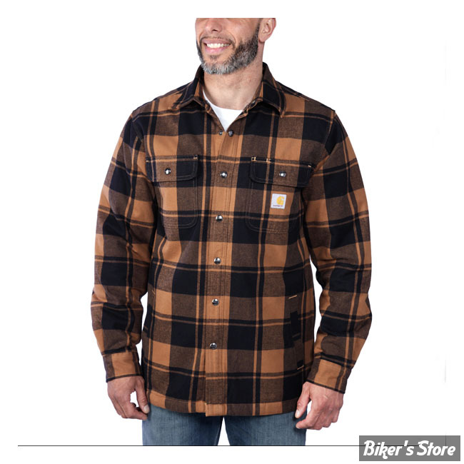 - SURCHEMISE MANCHES LONGUES - CARHARTT - Flannel Sherpa-Lined shirt - BROWN - TAILLE XXL