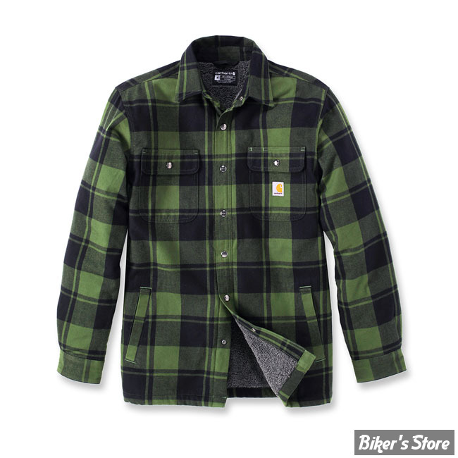 - SURCHEMISE MANCHES LONGUES - CARHARTT - Flannel Sherpa-Lined shirt - CHIVE - TAILLE M