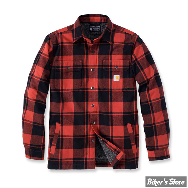 - SURCHEMISE MANCHES LONGUES - CARHARTT - Flannel Sherpa-Lined shirt - RED OCHRE - TAILLE M