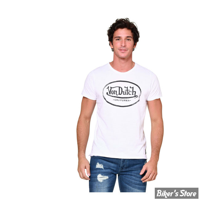 -TEE-SHIRT - VON DUTCH - AARON LOGO T-SHIRT - BLANC - TAILLE M