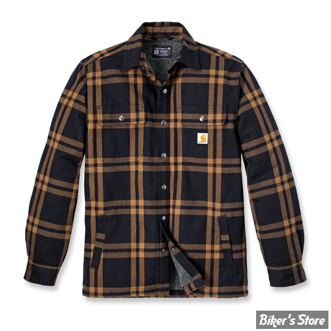 - SURCHEMISE MANCHES LONGUES - CARHARTT - RELAXED FIT FLANNEL SHERPA-LINED SHIRT - NOIR - TAILLE S