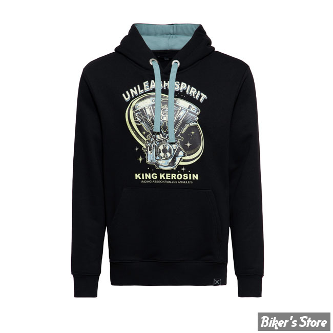 - SWEAT SHIRT A CAPUCHE - KING KEROSIN - Unleash Spirit hoodie - BLACK - TAILLE M