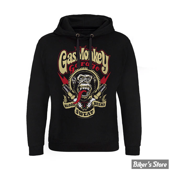 - SWEAT SHIRT A CAPUCHE - GAS MONKEY - Spark Plugs hoodie - BLACK - TAILLE M