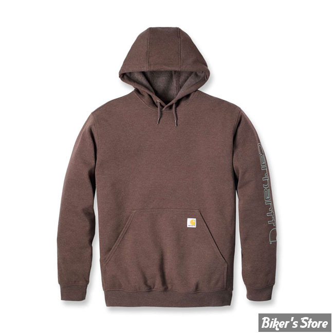 - SWEAT SHIRT A CAPUCHE - CARHARTT - Sleeve Logo Hooded Sweatshirt - Mocha Heather - TAILLE XXL