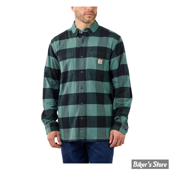 CHEMISE MANCHES LONGUES - CARHARTT - Flannel plaid shirt - SLATE GREEN - TAILLE M