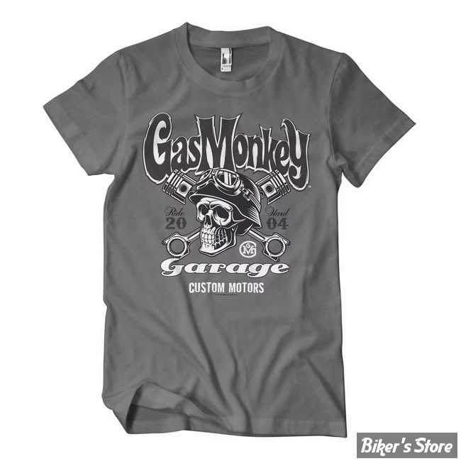 - TEE-SHIRT -  GAS MONKEY - Custom motors skull t-shirt - DARK GREY - TAILLE M