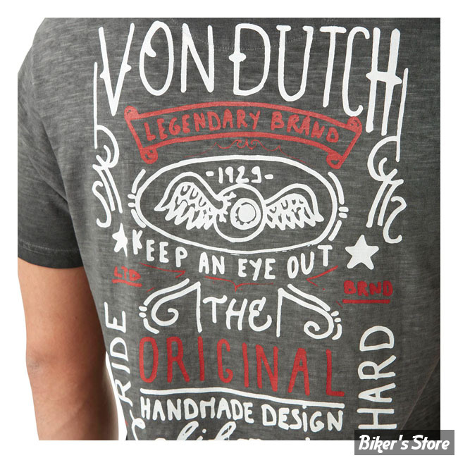 -TEE-SHIRT - VON DUTCH - V-NECK T-SHIRT - GRIS FONCE - TAILLE M