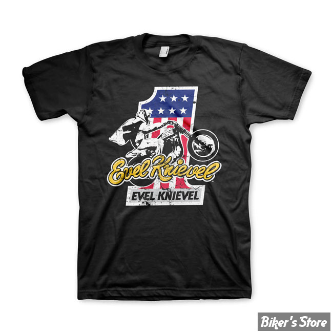 - TEE-SHIRT - EVEL KNIEVEL - No. 1 T-shirt - BLACK / NOIR - TAILLE S