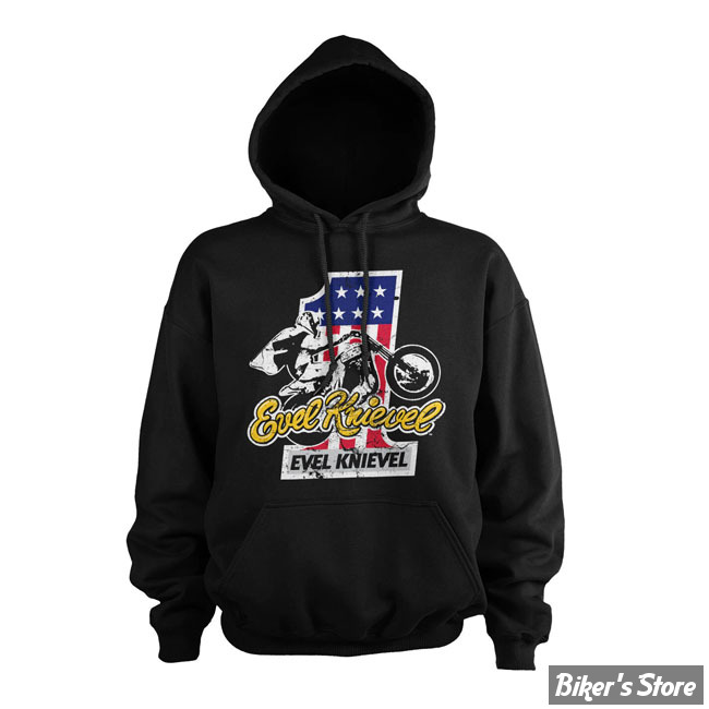 - SWEAT SHIRT A CAPUCHE - EVEL KNIEVEL - No. 1 hoodie - BLACK - TAILLE S