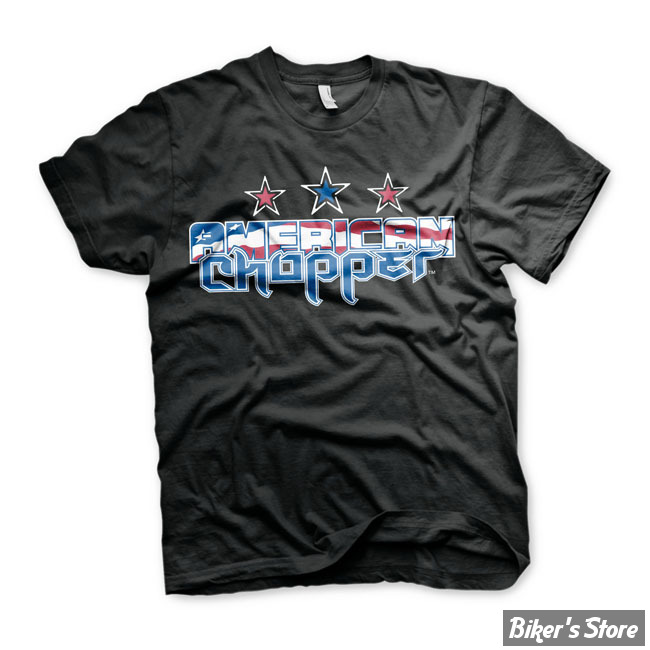 - TEE-SHIRT - AMERICAN CHOPPER - Flag logo t-shirt - BLACK - TAILLE S