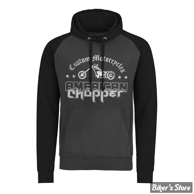 - SWEAT SHIRT A CAPUCHE - AMERICAN CHOPPER - Washed logo baseball hoodie - TAILLE S