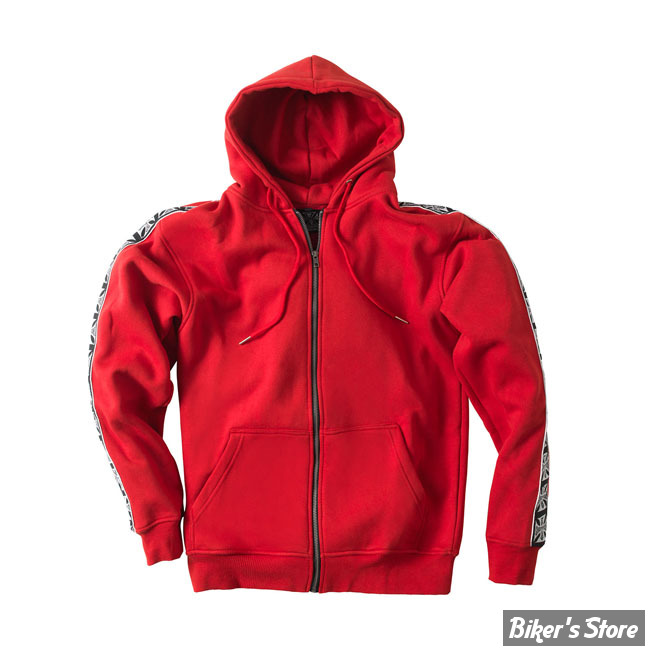 SWEAT SHIRT ZIPPÉ A CAPUCHE - WEST COAST CHOPPERS - WCC - Taped Zip hoodie red - COULEUR : ROUGE / RED - TAILLE : S