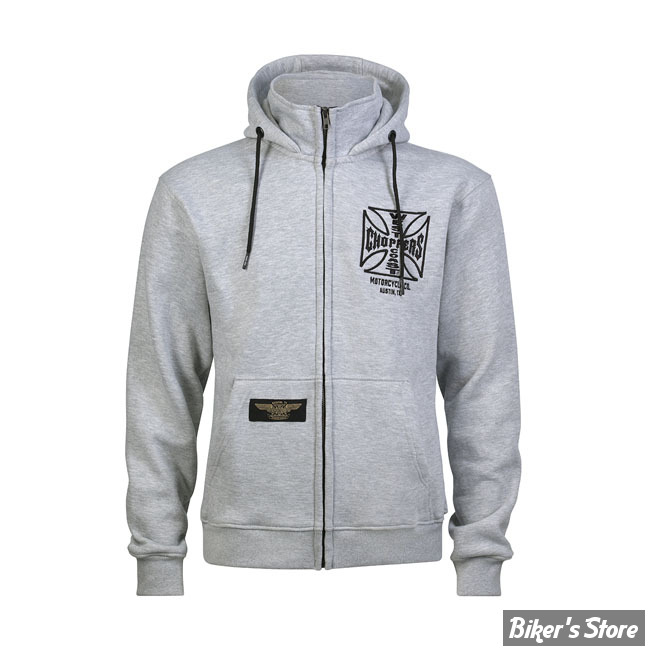 SWEAT SHIRT ZIPPÉ A CAPUCHE - WEST COAST CHOPPERS - WCC - Og Atx Zip hoodie - COULEUR : GRIS / gray melange - TAILLE : S