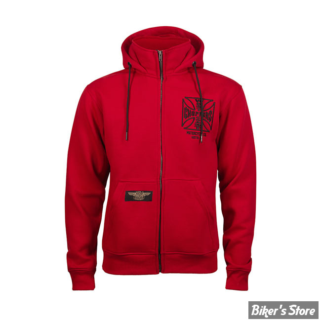 SWEAT SHIRT ZIPPÉ A CAPUCHE - WEST COAST CHOPPERS - WCC - Og Atx Zip hoodie - COULEUR : ROUGE / RED - TAILLE : S