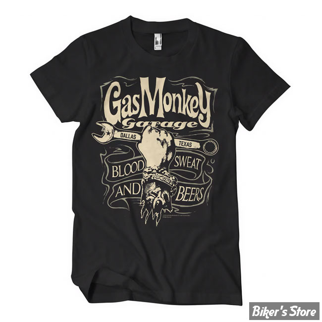 - TEE-SHIRT -  GAS MONKEY - Wrench Label t-shirt - BLACK - TAILLE S