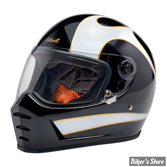 CASQUE INTEGRAL - BILTWELL - LANE SPLITTER HELMET / ECE R22.06 - FLAMES BLANCHES / WHITE FLAMES - TAILLE S