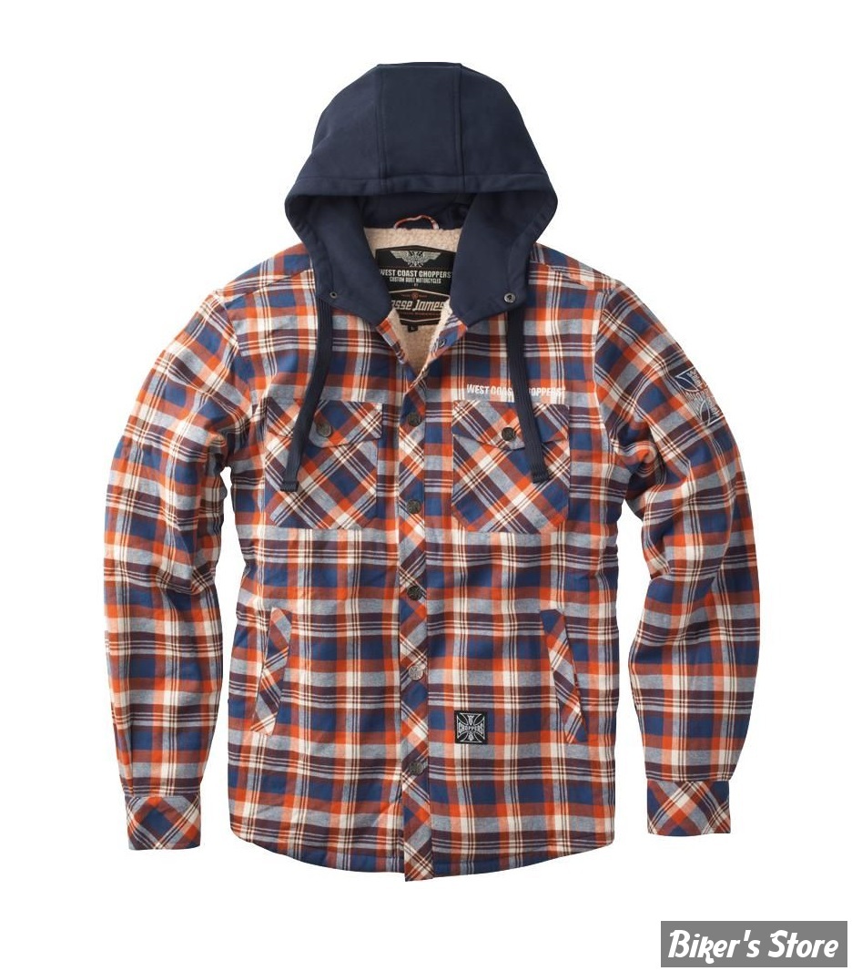 -VESTE - WCC - Sherpa Lined Flannel Jacket - Brown / Orange - TAILLE S