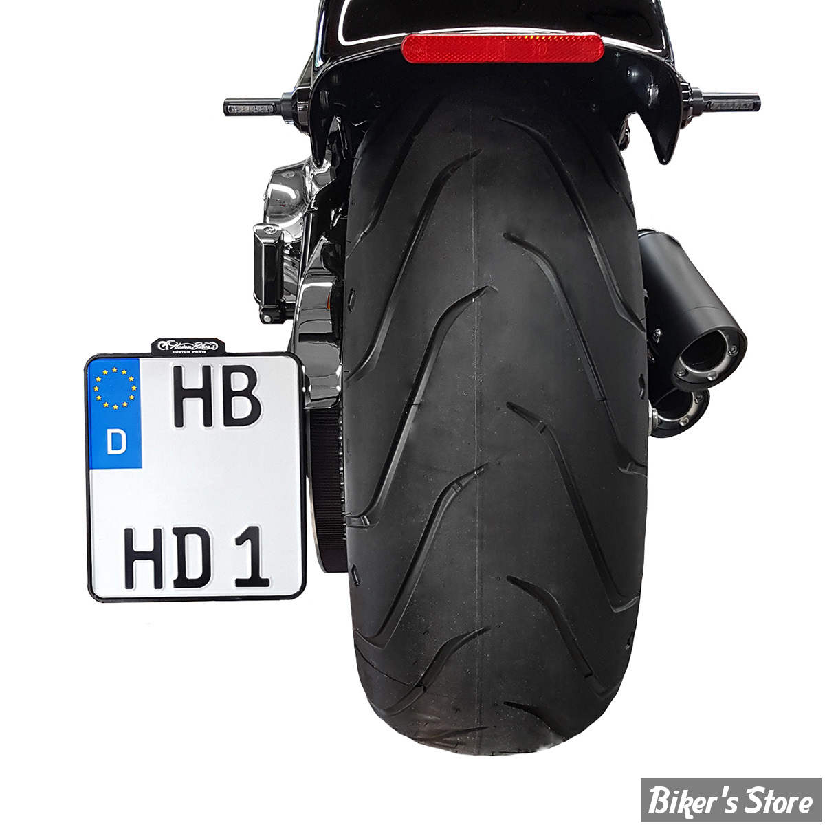 Cult werk- Support de plaque d'immatriculation latérale avec éclairage LED  - 210 x 130 mm (France) - Harley-Davidson Softail à partir de 2018 - Noir-  20302192-HD-BRO038-FR2 – Kustom Store Motorcycles